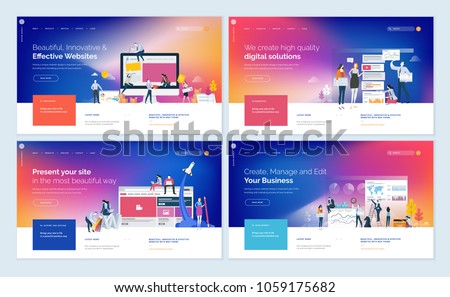 Set of effective website template designs. Modern flat design vector illustration concepts of web page design for website and mobile website development. Easy to edit and customize. Royalty-Free Stock Photo #1059175682