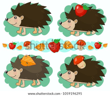 Autumn hedgehogs bear the gifts of the forest
