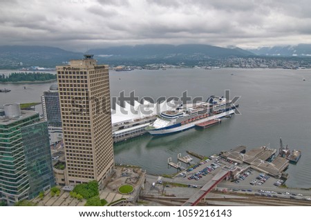 Top view of CANADA PLACE, Vancouver British Columbia. CANADA