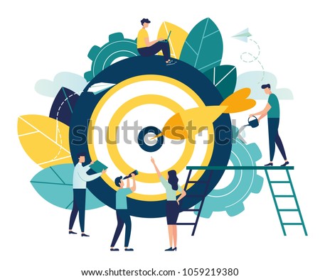 Business concept vector illustration, Target with an arrow, hit the target, goal achievement vector Royalty-Free Stock Photo #1059219380