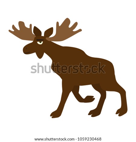 moose isolated on white cartoon flat cute moose forest animal