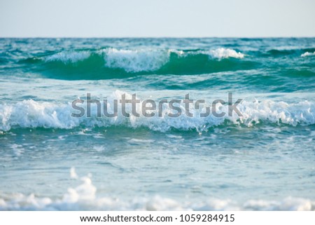 Wave on the beach, sea foam in the sea.
