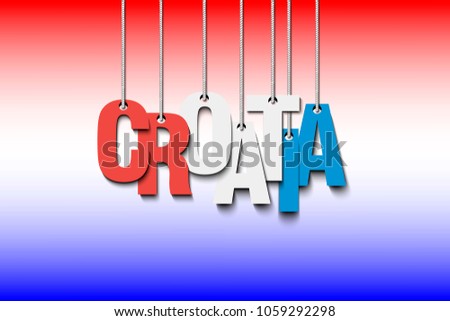 The word Croatia hang on the ropes. Vector illustration