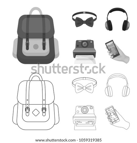 Hipster, fashion, style, subculture .Hipster style set collection icons in outline,monochrome style vector symbol stock illustration web.