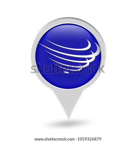 Union of South American Nations Flag Round Pin Icon. Vector icon.