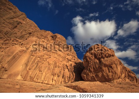 beautiful view of the mountains in Wadi Rum in Jordan.
