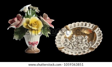 Ashtray porcelain figurine flower