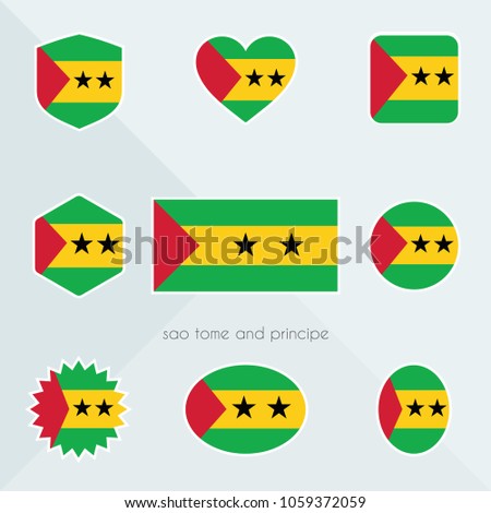 Sao Tome and Principe flag. National flag of Sao Tome and Principe.  Sao Tome and Principe vector flag button.
