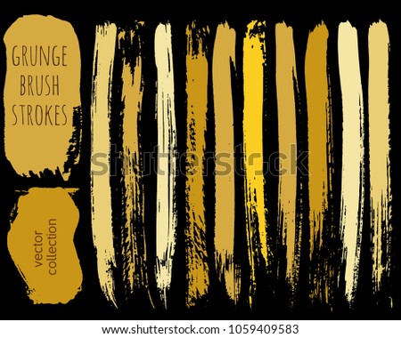 Set of colorful ink vector stains. Grunge brush collection isolated on black