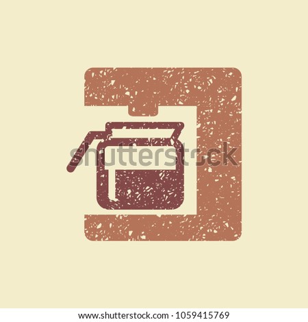 Coffee maker icon. Flat vector illustration in grunge style