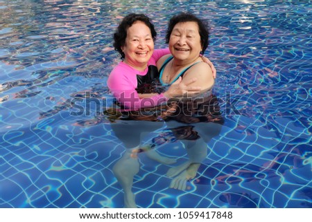 Senior woman in the pool
