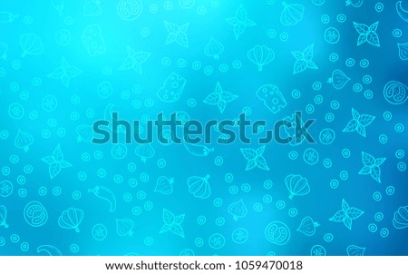 Light BLUE vector pattern with fresh ingredients. Illustration with set of fresh food in doodle style. Pattern for menu of cafes, bars, restaurants.