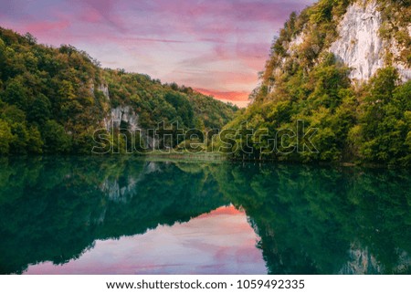 Beautiful lakes and waterfalls of Plitvice, Croatia. UNESCO heritage.