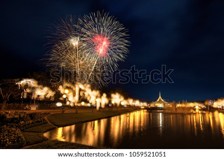 Beautiful Firework Ceremony Celebration in a park.