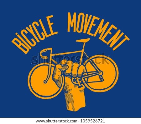 Bicycle movement - fist with bike protest label