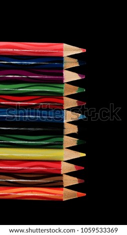 Colourful Wooden Pencil Isolated Over Dark Background. Selective Focus. Copy Space.
