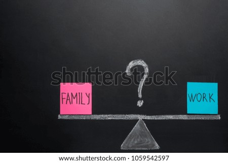 Business balance of the family and work with the question mark. The right choice.