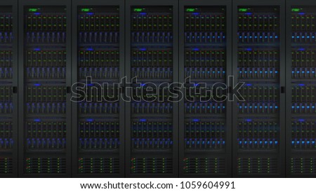 Servers in modern data center Royalty-Free Stock Photo #1059604991