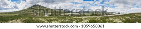 Panorama of National tourist route Rondane in summer, Norway Royalty-Free Stock Photo #1059658061