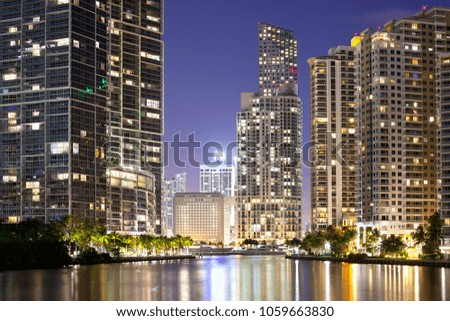Downtown and Brickell Key, Miami, Florida, USA