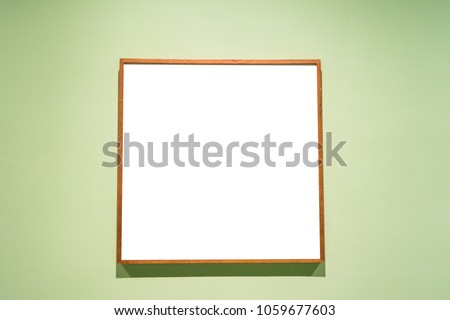 interior of gallery with empty frame