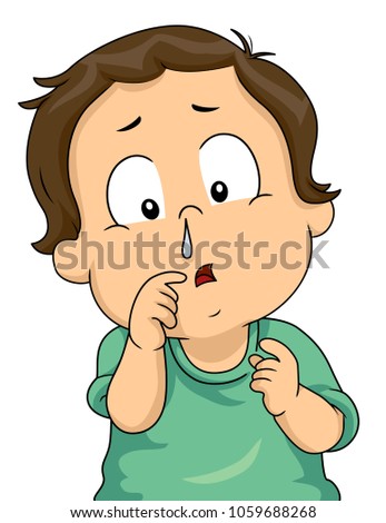 Illustration of a Kid Boy with a Runny Nose