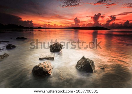 Beautiful Twilight seascape landscape sunset sunrise rocky