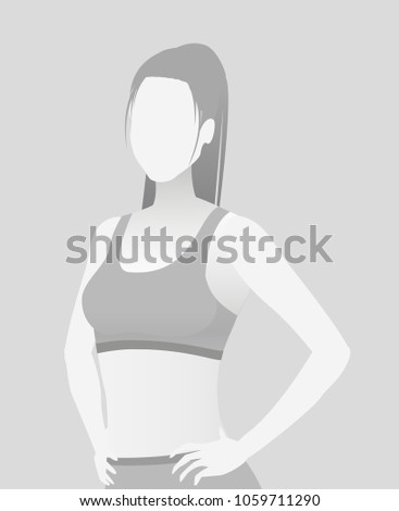 Default placeholder fitness trainer in a T-shirt. Half-length portrait photo avatar. gray color 