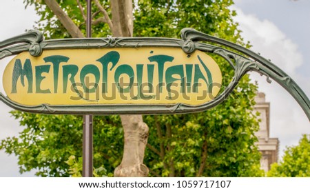 Paris Metro Metropolitain Sign.