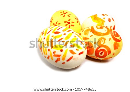 Colorful Easter eggs with white background.