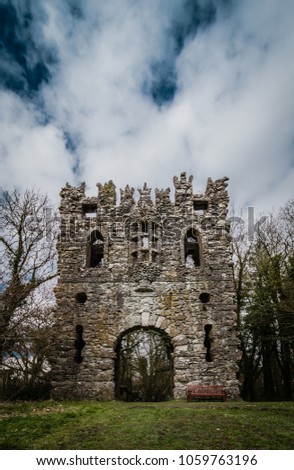 Photo of old Gothic Arch taken close to Lough Ennell lake near the town of Mullingar, County Westmeath, Ireland.