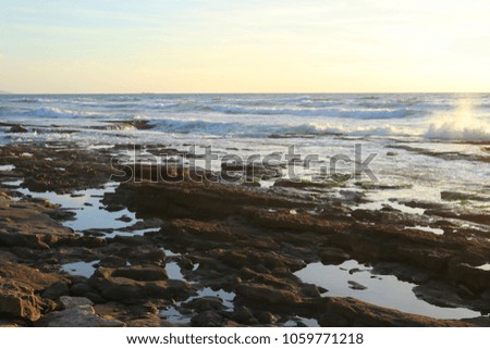 background of beach and sea at sunset colors