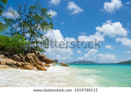 Beach on La Curieuse Island, Seychelles Royalty-Free Stock Photo #1059780515