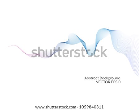 Abstract vector colorful wave lines isolated on white background for design elements in technology, modern