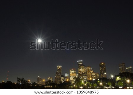 Houston Skyline with super moon