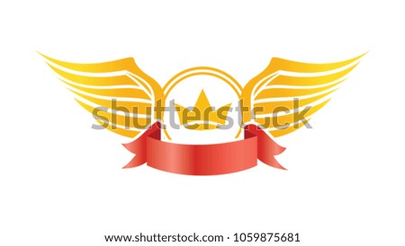 Wing star ribbon crown concept background illustration vector logo emblem isolated