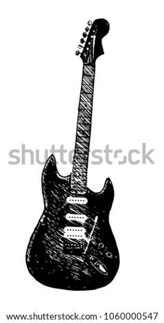 Vector hand drawn illustration of classical electric guitar.