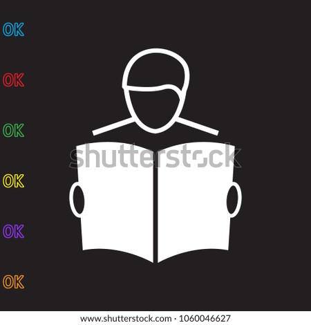man with book, icon illustration