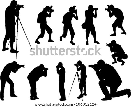 photographers silhouettes collection Royalty-Free Stock Photo #106012124