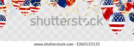 USA Independence day poster with air balloons and with a garland from American flags. American Memorial Day celebration poster, vector illustration.

 Royalty-Free Stock Photo #1060133135