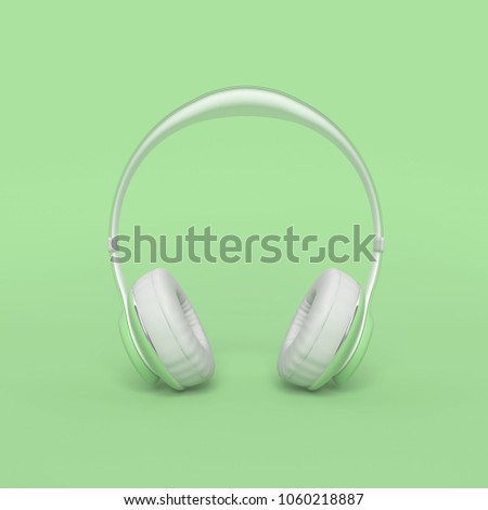 Headphone green color with clipping path and copy space for your text. minimal and pastel concept, 3d render.