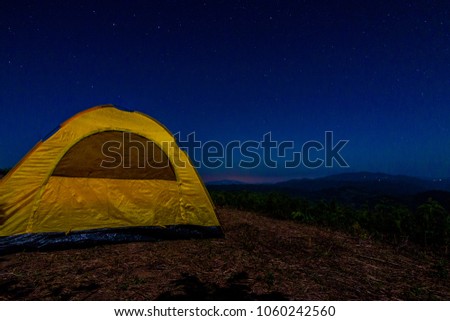 Tent, sleeping on the mountain.