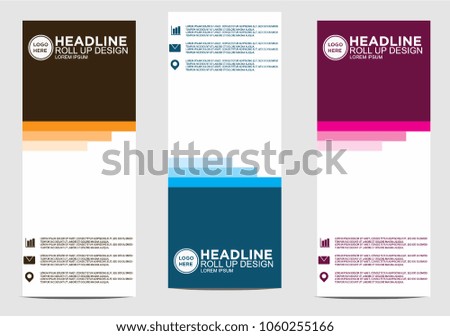 Roll up banner stand template design vector