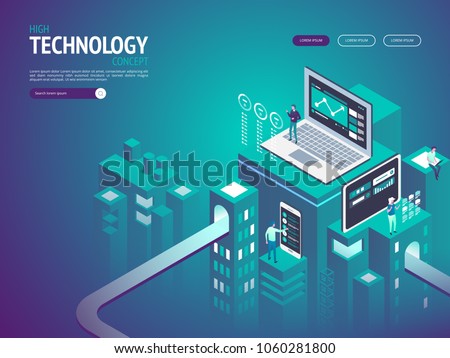 High technology concept. Landing page template. Header for website. High detailed isometric vector illustration  Royalty-Free Stock Photo #1060281800