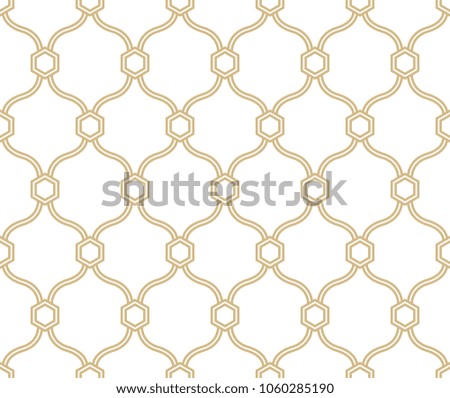  Vector ornamental seamless pattern. Gold background and wallpaper in Arabic style. Vector illustration for your design. 