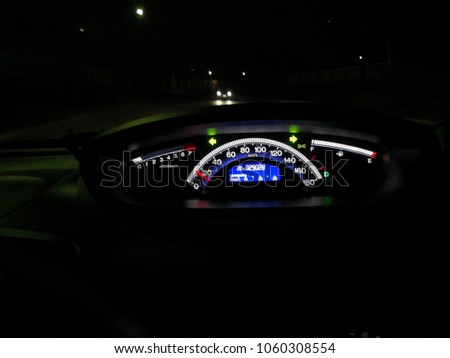 Car Mileage, Interior of a modern car. Royalty-Free Stock Photo #1060308554