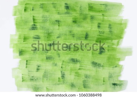 Green background with gouache paints, art, picture