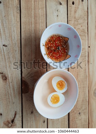Boiled eggs with chill sauce