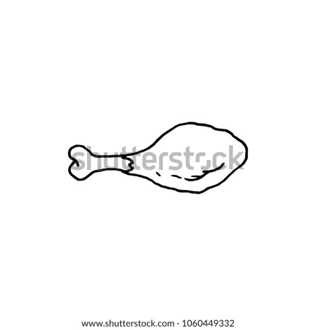 chicken leg vector sketch isolated, hand-drawn icon.