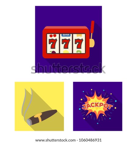 Casino and gambling flat icons in set collection for design. Casino and equipment vector symbol stock web illustration.